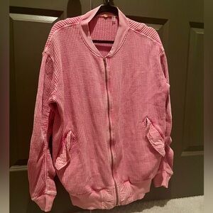 Free people waffle knit zip up
